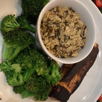 12th Street Tavern - Blackened salmon, steamed broccoli, and wild rice - Sports Bars Near Me - Albuquerque, New Mexico