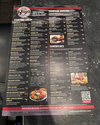 Menu photo 2 Bigs Fullerton, CA