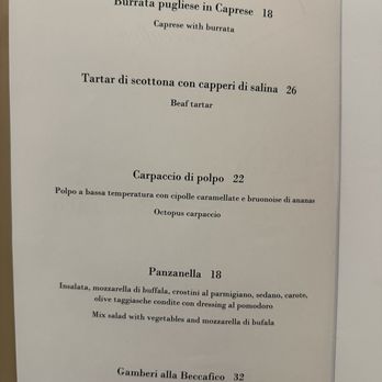 guna restaurant a Beccafico - Menu - Italian Near Me