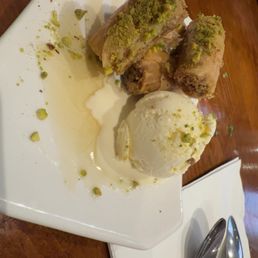 Baklava with ice cream Baklava with ice cream