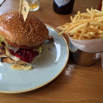Gourmet Burger Kitchen - Grilled Chicken Camembert & Cranberry - Camembert, cranberry sauce, house mayo, relish, salad - Fast Food Near Me - London, XGL Gourmet Burger Kitchen - Grilled Chicken Camembert & Cranberry - Camembert, cranberry sauce, house mayo, relish, salad - Fast Food Near Me - London, XGL