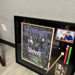 Art & Frame Etc - Slipknot 2022 knotfest roadshow experience  Tortilla man's Drum sticks, vip bands, autographed poster