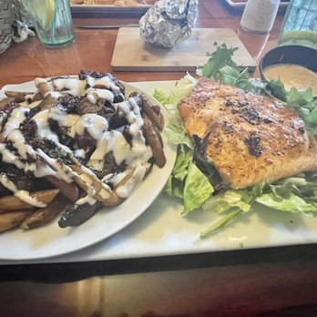 Mama's Cafe Baci - duet platti - 1/2 eggplant Amato penne & 1/2 salmon feta salad - Italian Near Me - Hackettstown, New Jersey Mama's Cafe Baci - duet platti - 1/2 eggplant Amato penne & 1/2 salmon feta salad - Italian Near Me - Hackettstown, New Jersey