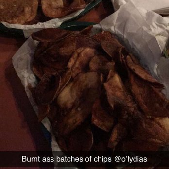 O' Lydia's - Burnt "homemade" chips that came with the Spinach Grilled Cheese Sandwich - American Near Me - Milwaukee, Wisconsin O' Lydia's - Burnt "homemade" chips that came with the Spinach Grilled Cheese Sandwich - American Near Me - Milwaukee, Wisconsin