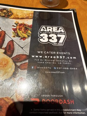 Menu photo 1 Area 337 Lake Charles, LA