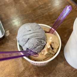 Black Sesame and Vietnamese Coffee single scoop Black Sesame and Vietnamese Coffee single scoop