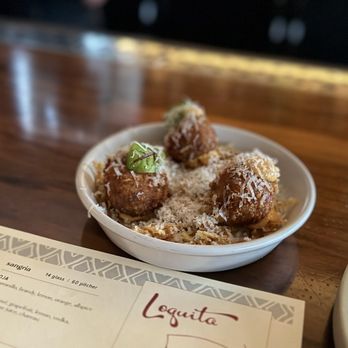 Loquita - CROQUETA DE JAMÓN 3 FOR $16 paprika aioli, crispy potato nest with Add truffle manchego $5 - Spanish Near Me - Santa Barbara, California Loquita - CROQUETA DE JAMÓN 3 FOR $16 paprika aioli, crispy potato nest with Add truffle manchego $5 - Spanish Near Me - Santa Barbara, California