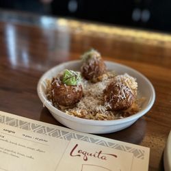 Loquita - CROQUETA DE JAMÓN 3 FOR $16  paprika aioli, crispy potato nest with  Add truffle manchego $5