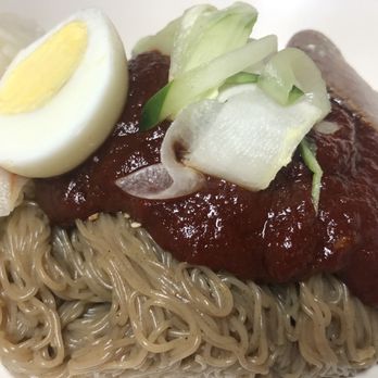 Gah Rham - N3 - Bibim naengmyeon - Sliced beef & vegetables over cold buckwheat noodles with spicy mixing sauce!!! - Korean Near Me - Beltsville, Maryland Gah Rham - N3 - Bibim naengmyeon - Sliced beef & vegetables over cold buckwheat noodles with spicy mixing sauce!!! - Korean Near Me - Beltsville, Maryland