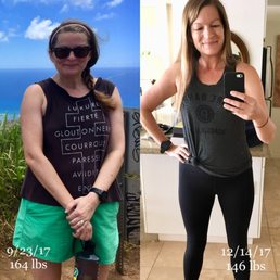 Left photo - I was super unhappy/uncomfortable, but started Pure Barre two days later. Right photo - happy, confident, and inspired!