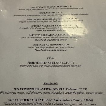Tre Lune - Menu - Italian Near Me - Montecito, California