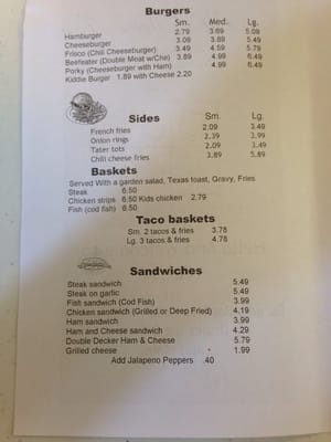 Menu photo 7 Pat's Drive Inn Wichita Falls, TX