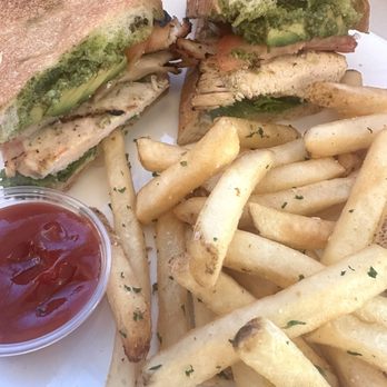 Bushfire Kitchen - Tuscan chicken sandwich with fries. Very good. - American Near Me - Brea, California Bushfire Kitchen - Tuscan chicken sandwich with fries. Very good. - American Near Me - Brea, California