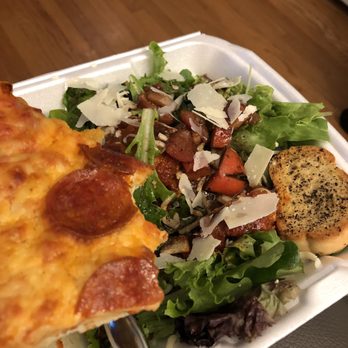 The Original Chickies - Half a slice of pepperoni and the meatball salad - American Near Me - Hillside, Illinois The Original Chickies - Half a slice of pepperoni and the meatball salad - American Near Me - Hillside, Illinois