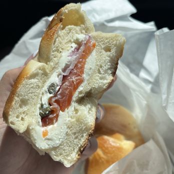 Bagel Bistro & Grill - Lox & cream cheese, plain bagel. - Breakfast & Brunch Near Me - Toms River, New Jersey