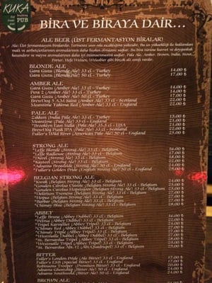 Menu photo 2 Kuka Pub Istanbul, 34 Menu photo 2 Kuka Pub Istanbul, 34