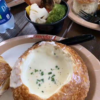 Harbour Galley - Cheese Fondue in a bread bowl with vegetables and sausage - New American Near Me - Anaheim, California Harbour Galley - Cheese Fondue in a bread bowl with vegetables and sausage - New American Near Me - Anaheim, California