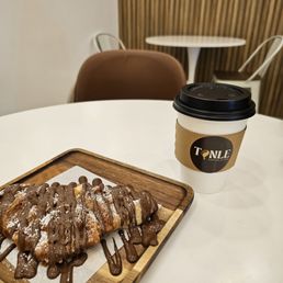 Hazelnut Latte and Nutella croffle Hazelnut Latte and Nutella croffle