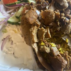 Lamb and fries and salad