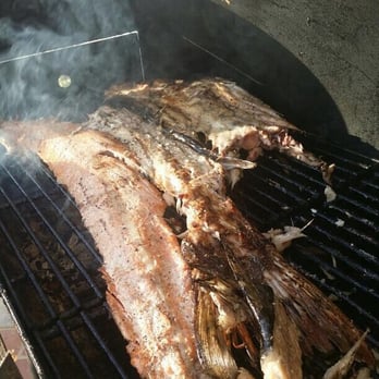 Fresh Fish Fanatics - Smoking the collar and belly meat from a white sea bass - Seafood Markets Near Me