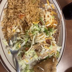 El Rey Mexican Restaurant - Two chicken taco plate, enough for lunch tomorrow.  Didn't get a chance to get a picture of the fried ice cream, grandson ate it too fast.