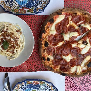 Picciotto - Bucatini al Fortiagi and Salsiccia Pizza 12" - Cafes Near Me - Little Neck, New York Picciotto - Bucatini al Fortiagi and Salsiccia Pizza 12" - Cafes Near Me - Little Neck, New York