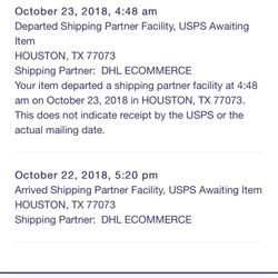 DHL Express - Again, today is November 5th!...Still no sign of movement since!