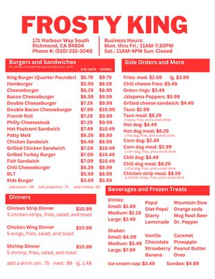Menu photo 4 Frosty King Richmond, CA