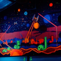 World Of Wheels Skate Center - Our Star Wars black light painting on back wall.