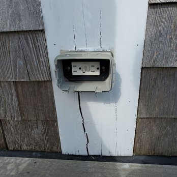 Chatham Bars Inn - Outlet on balcony of our room that didn't work (probably shorted out due to water. Wood rotted around outlet. - Hotels Near Me - Chatham, Massachusetts