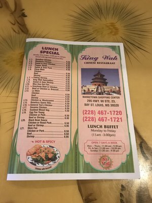 Menu photo 1 King Wah Bay St Louis, MS Menu photo 1 King Wah Bay St Louis, MS