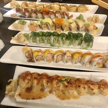 Ozora Sushi Restaurant - From left to right: Lion King, Red Mango, Veggie Swamp, Lady GaGa, Sexy Sexy,Deep Fried Philly. - Sushi Bars Near Me - Concord, California Ozora Sushi Restaurant - From left to right: Lion King, Red Mango, Veggie Swamp, Lady GaGa, Sexy Sexy,Deep Fried Philly. - Sushi Bars Near Me - Concord, California