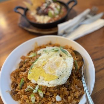 Barista's Kitchen - Kimchi Fried Rice with steak / Over easy egg - Breakfast & Brunch Near Me - Yorba Linda, California