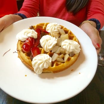 AMBAR Restaurant, Capitol Hill - They made us a special waffle! Half strawberry Nutella and half pear. Yum! - Modern European Near Me - Washington, DC, District of Columbia AMBAR Restaurant, Capitol Hill - They made us a special waffle! Half strawberry Nutella and half pear. Yum! - Modern European Near Me - Washington, DC, District of Columbia