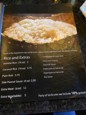 Menu photo 1 Pad Thai Restaurant Calgary, AB