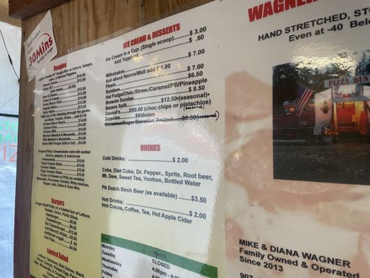 Menu photo 2 Wagner's Pizza Bus Fairbanks, AK