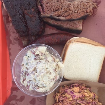 la Barbecue - All things delicious - pork ribs, brisket, potato salad, sausage and cole slaw - Barbeque Near Me - Austin, Texas la Barbecue - All things delicious - pork ribs, brisket, potato salad, sausage and cole slaw - Barbeque Near Me - Austin, Texas
