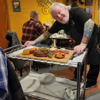 Dueling Spoons - T-bone with chef Tony who brought out personally - Salad Near Me - Fall Creek, Oregon