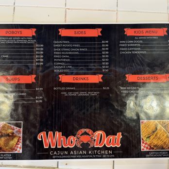 WhoDat Cajun Kitchen - Menu - Cajun/Creole Near Me - Houston, Texas WhoDat Cajun Kitchen - Menu - Cajun/Creole Near Me - Houston, Texas