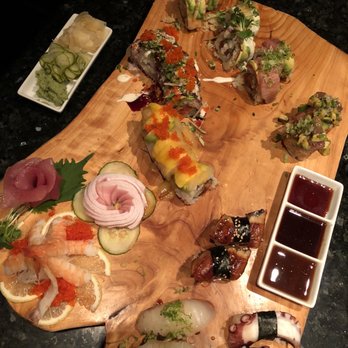 Sakura Asian Bistro - The Boat! A variety of nigiri, sashimi & specialty sushi rolls $72 - enough for 3 hungry people ... SO GOOD - Seafood Near Me - Girdwood, Alaska
