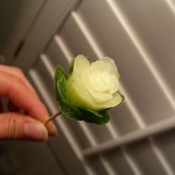 Sushi Monster - A rose made out of the end of a cucumber by the sushi chef at Sushi Monster! - Sushi Bars Near Me - Belmont, California Sushi Monster - A rose made out of the end of a cucumber by the sushi chef at Sushi Monster! - Sushi Bars Near Me - Belmont, California