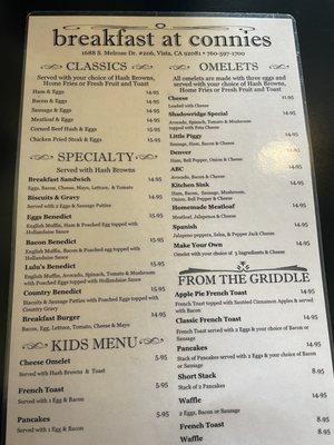Menu photo 1 Connie's Vista, CA