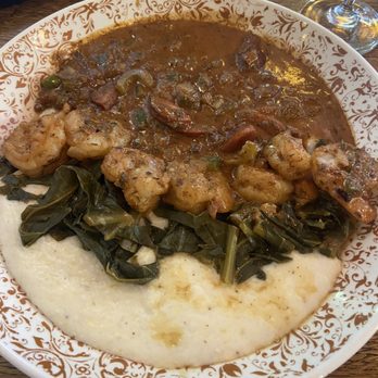 South Kitchen + Bar - Shrimp, sausage, collards, grits. - Cocktail Bars Near Me - Athens, Georgia South Kitchen + Bar - Shrimp, sausage, collards, grits. - Cocktail Bars Near Me - Athens, Georgia