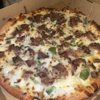 Olli Olive Pizza - Philly cheesesteak pizza with white sauce and garlic crust - Pizza Near Me - Lauderhill, Florida