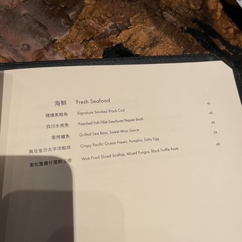 Mott 32 - menu - fresh seafood page - Chinese Near Me - Las Vegas, Nevada