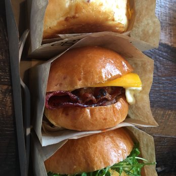 Eggslut - Triple Play . Bacon/egg, sausage/egg and egg salad. - Breakfast & Brunch Near Me - Los Angeles, California