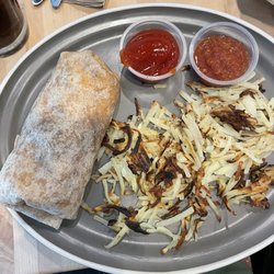 Breakfast burrito with home fries