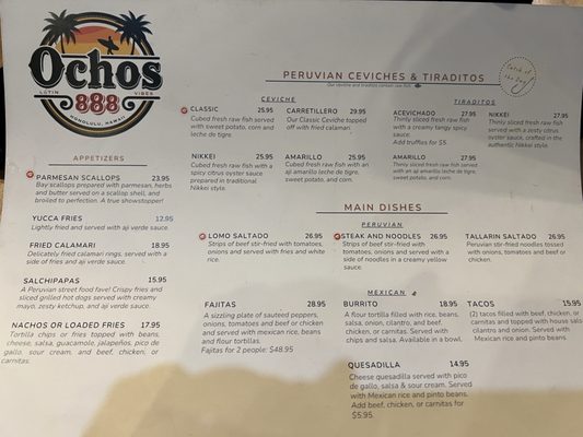 Menu photo 5 Ochos 888 Honolulu, HI