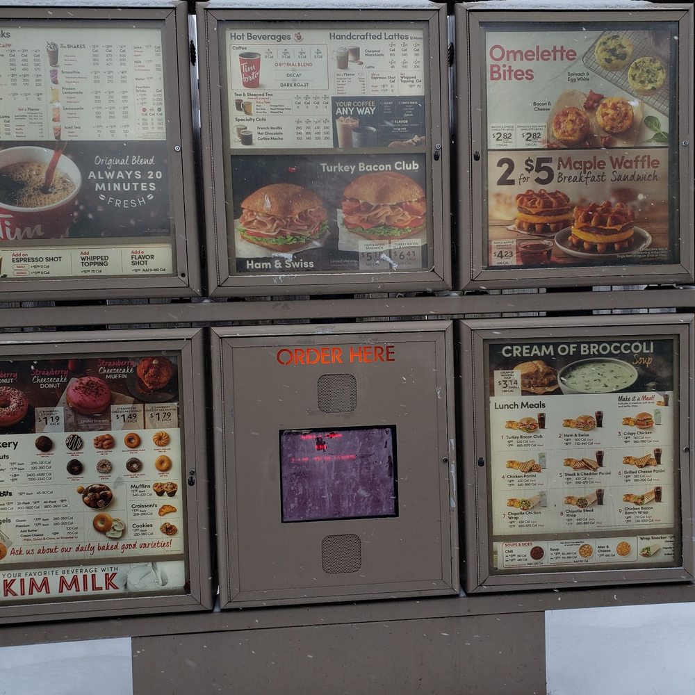 Tim Hortons - the menus of a restaurant in the snow - Donuts Near Me - Cheektowaga, New York Tim Hortons - the menus of a restaurant in the snow - Donuts Near Me - Cheektowaga, New York