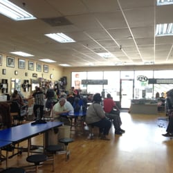 Easy Beauty and Barber School - Saturday crowd, waiting for haircut.